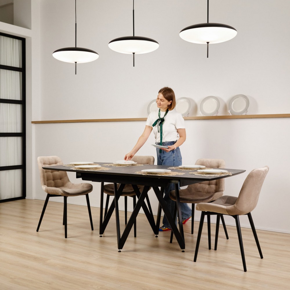 Стол ТЕОРЕМА-АВТО HPL альп.шифер/муар черный - купить в Озерце