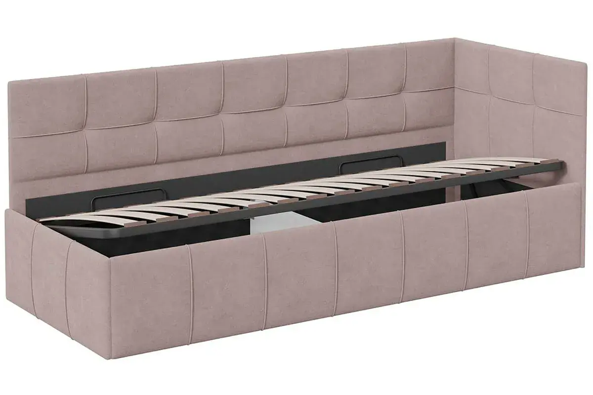 Кровать Грей с мягкой обивкой с ПМ 80х200 Тип 1 (Велюр Galaxy/Серо-бежевый) - купить в Озерце