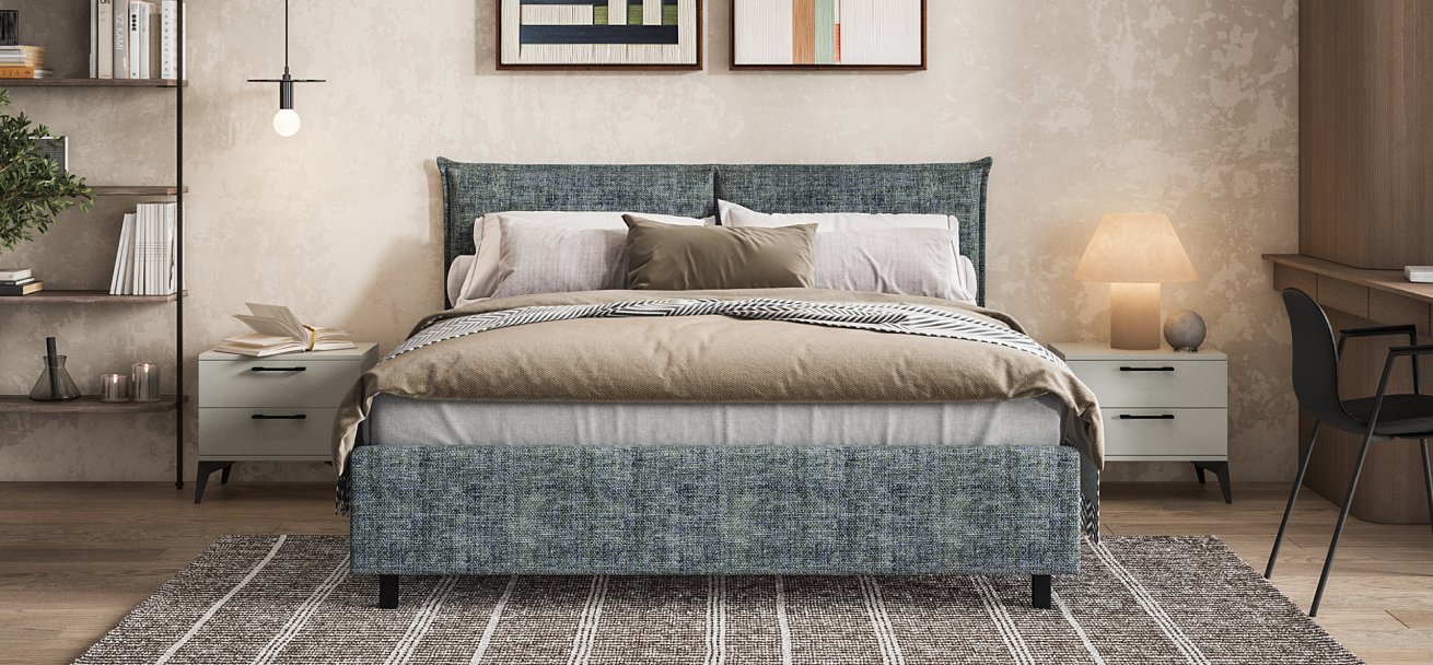 Кровать ЛЕО 160*200 Шенилл IQ серая - купить в Озерце