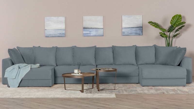 Диван Monako New П-образный с коробом для белья, Тк. Sky Velvet 18 157x455 — купить в Озерце