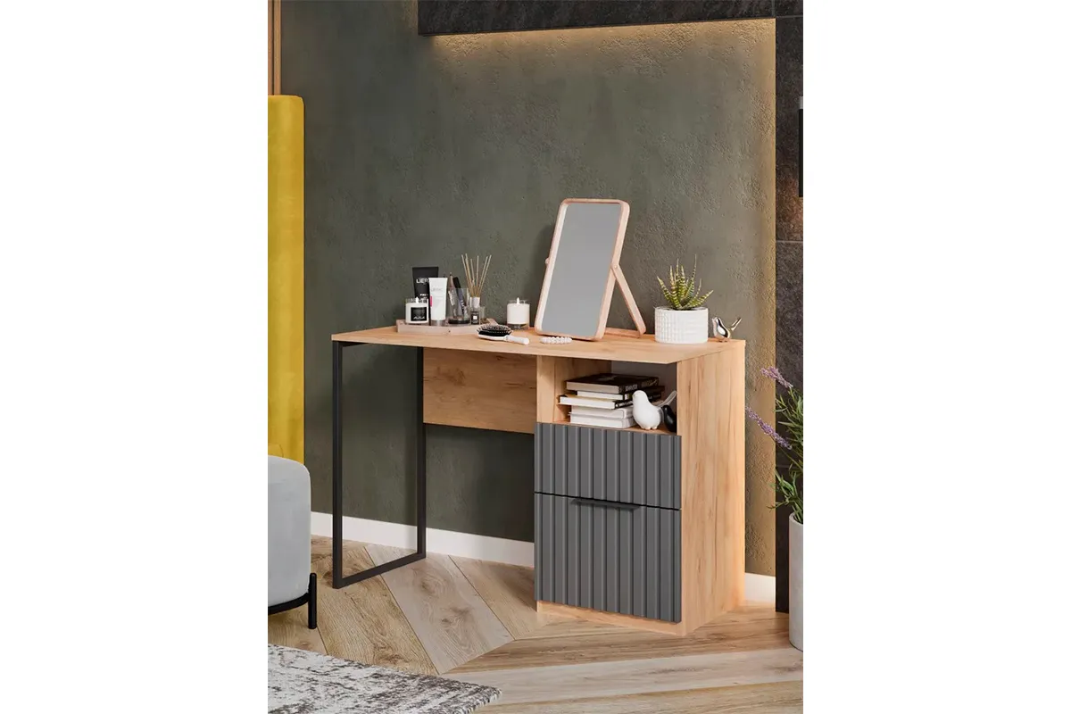 Стол письменный Хилтон Тип 1 (Дуб Крафт золотой/Графит матовый) — Мебель-центр Озерцо