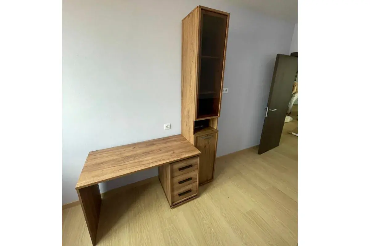 Стол письменный Nature 84 (Дуб табачный Craft/Черный) — Мебель-центр Озерцо