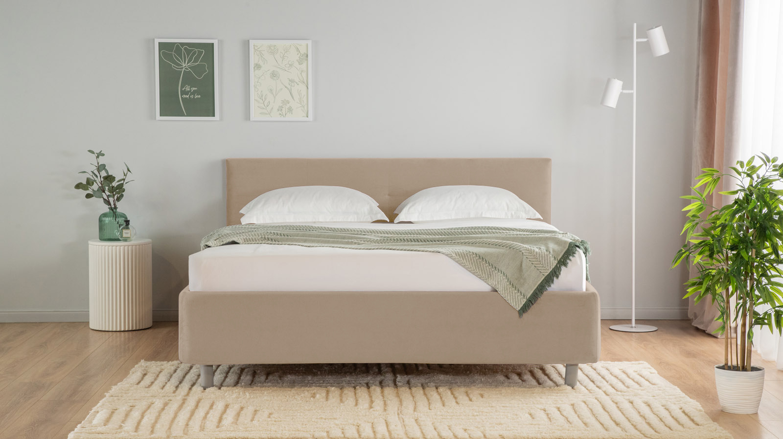 Кровать Vanessa Nova, ткань Casanova Milk, 160x200 - купить в Озерце