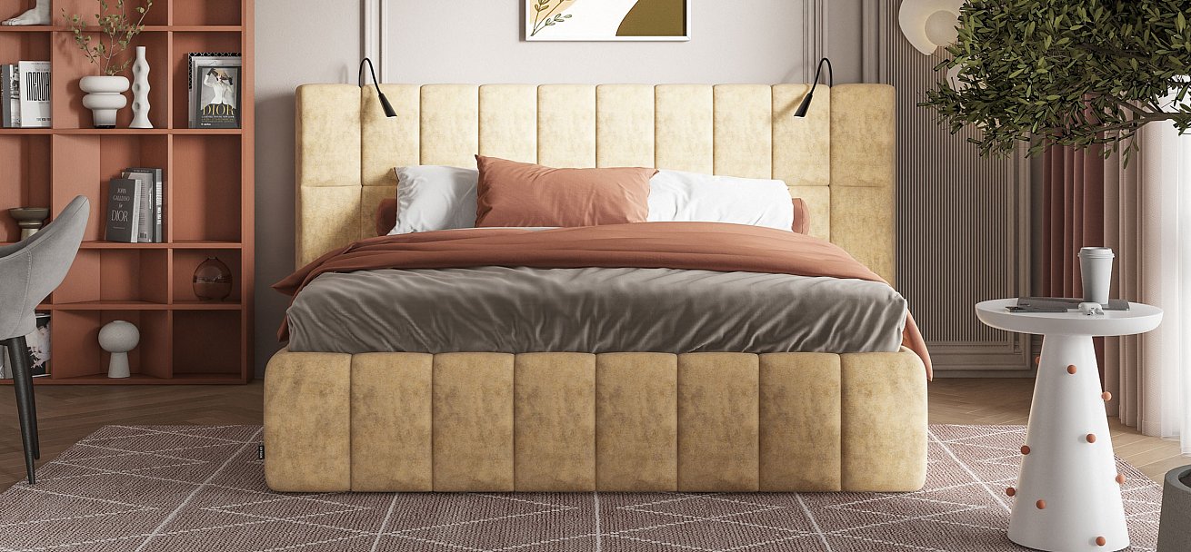 Босс ХО Кровать 180*200 Велюр Роял шампань - купить в Озерце