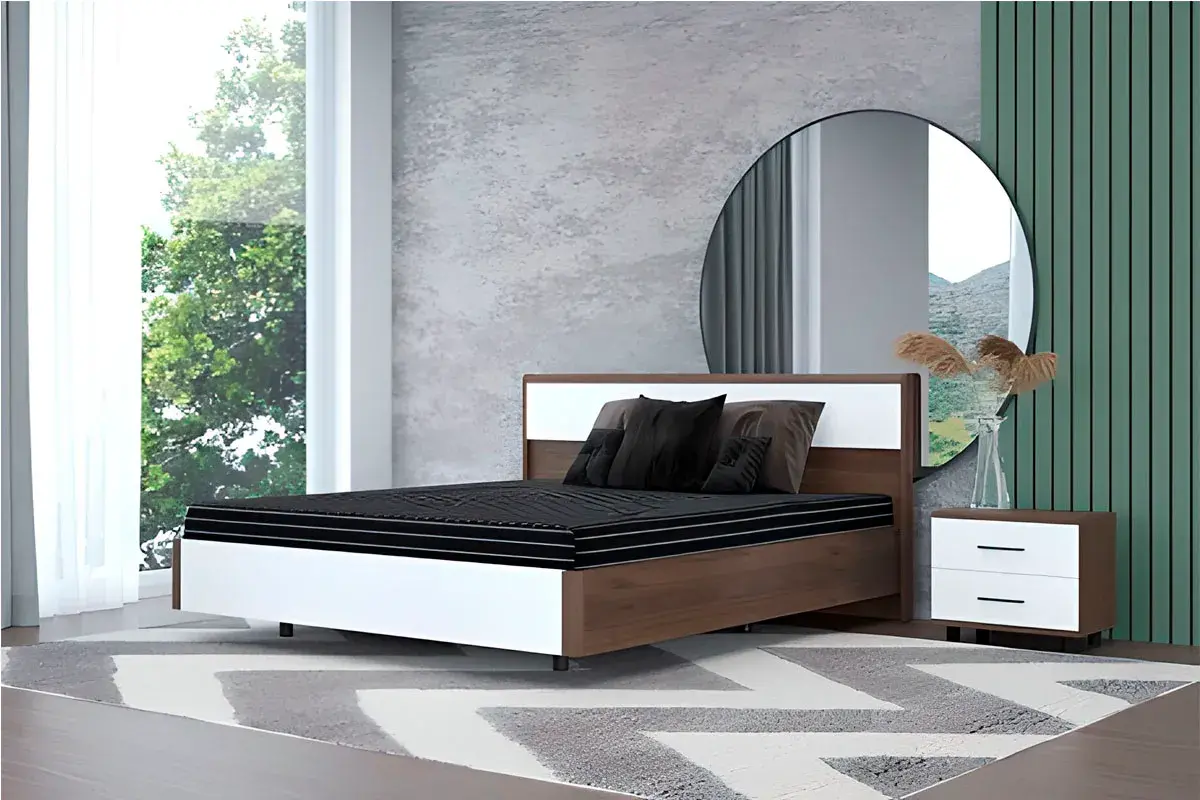 Кровать КР-5003-ГТ-БГ 160х200 (Гикори Джексон Темный/Белый Бриллиант Глянцевый) - купить в Озерце