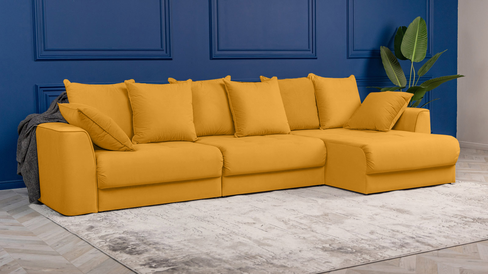 Диван угловой Monako New, Тк. Sky Velvet 30 156x356 — купить в Озерце