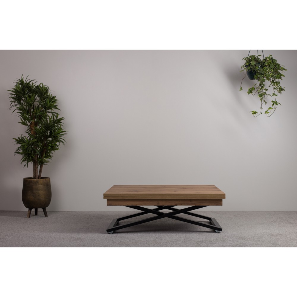 Стол-трансформер CROSS дуб вотан/черная опора - купить в Озерце