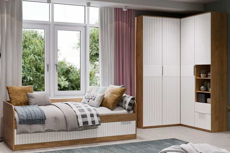 Набор детской мебели Хилтон № 6 (Дуб Крафт Золотой/Белый матовый) — Мебель-центр Озерцо