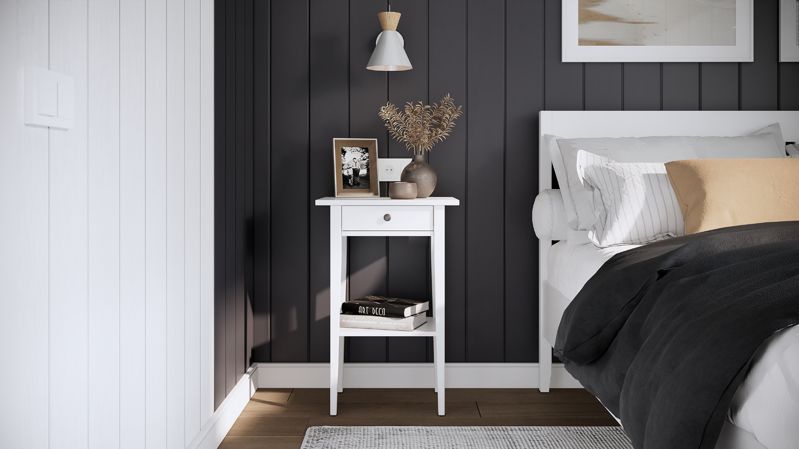 Тумба прикроватная Terek, цвет Белый, 1 ящик, 35x46 — купить в Озерце