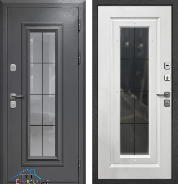 Гарда 9 Букле графит Ковка стеклопакет Букле графит - Белый матовый