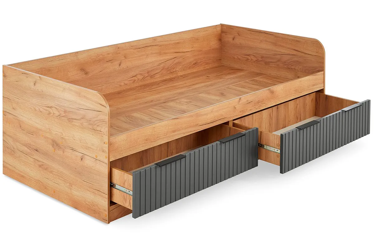 Кровать комбинированная Хилтон 90х200 Тип 1 (Дуб Крафт золотой/Графит матовый) - купить в Озерце