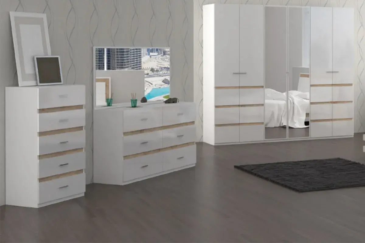 Комод Анона 4 (Белый/Дуб Сонома) — Мебель-центр Озерцо