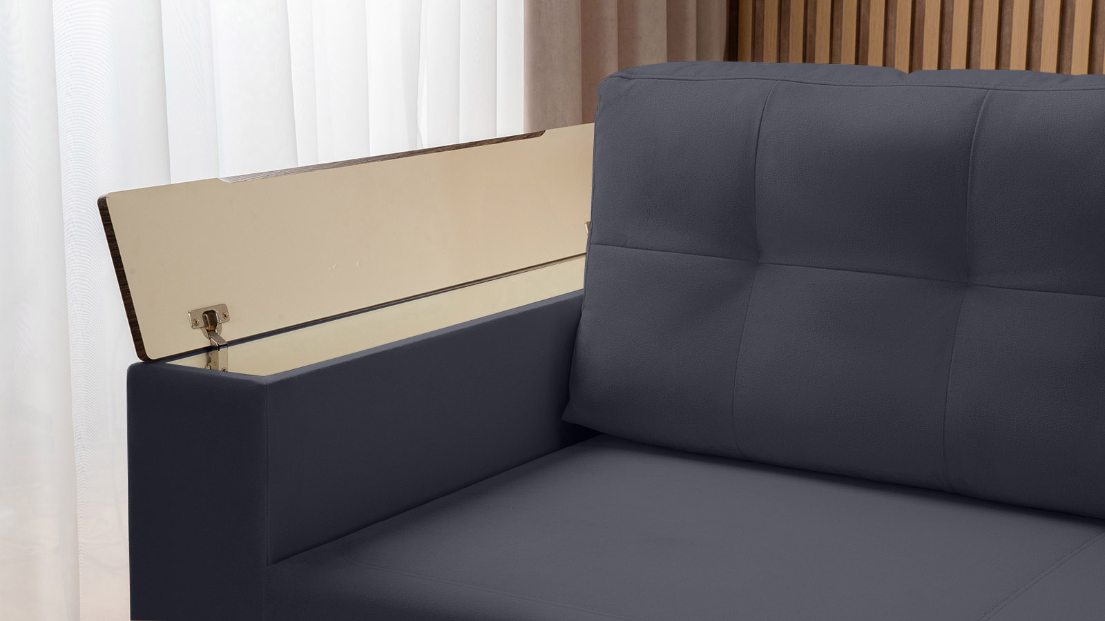 Диван угловой Loko Pro с хранением в подлокотниках, ткань Sky Velvet 40 164x212 — в мебель-центре Озерцо