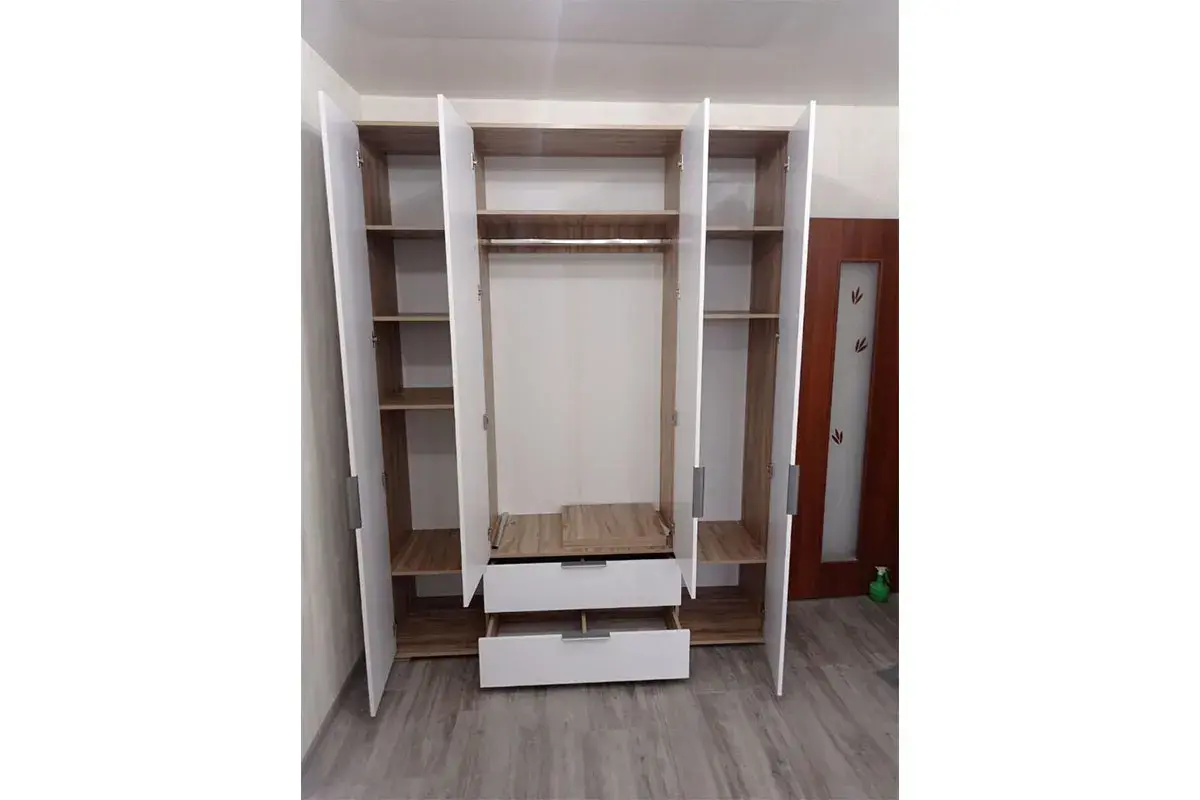 Шкаф четырехдверный Николь Мод.8 (Белый/Дуб Альпийский) в мебель-центре Озерцо