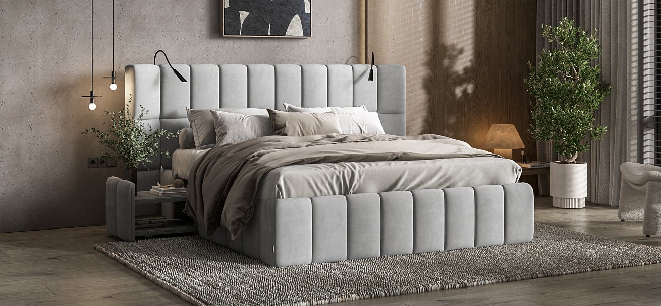 Босс ХО Кровать 180*200 Велюр Монолит сталь - купить в Озерце