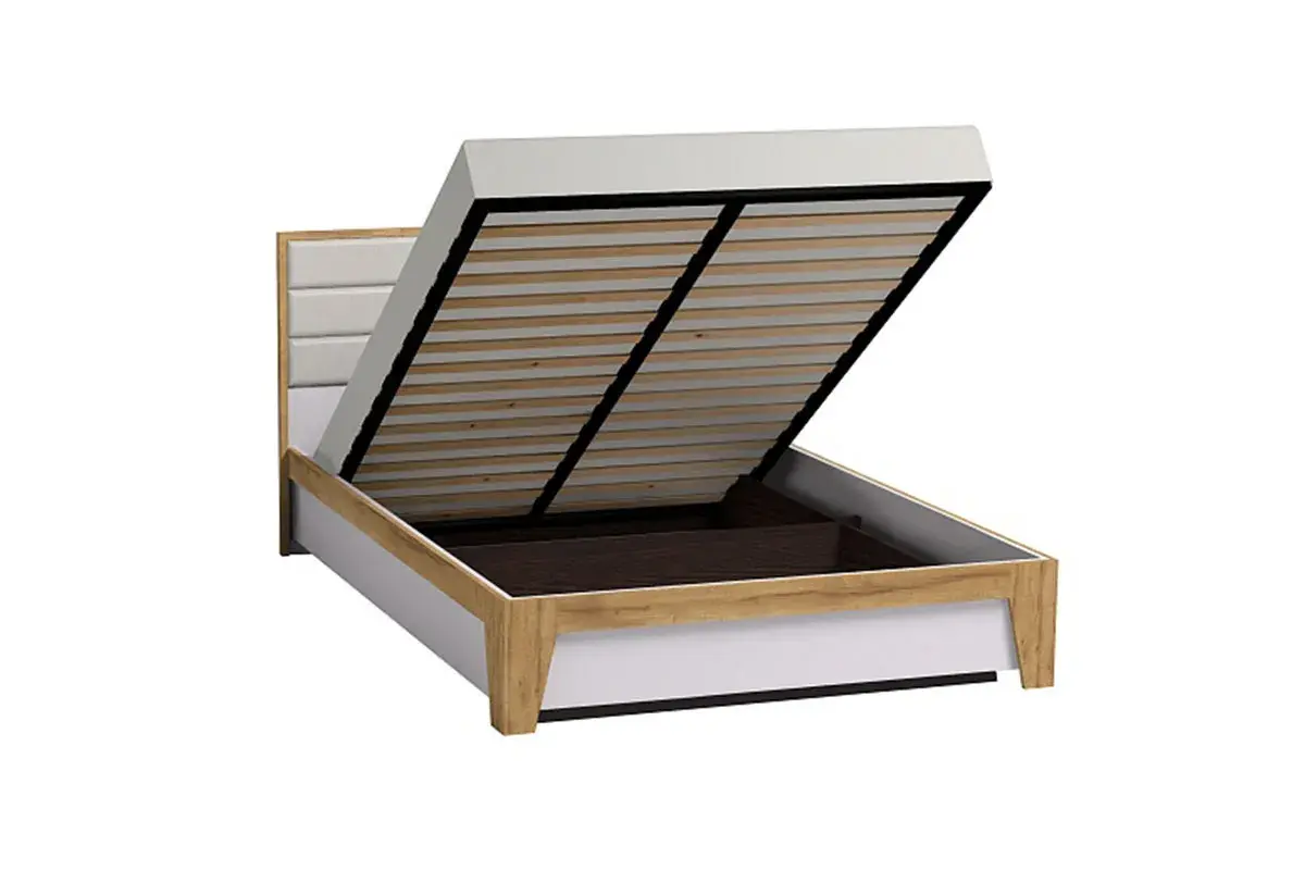 Кровать Айрис 306 Люкс с ПМ 180х200 (Белый/Дуб золотистый) - купить в Озерце