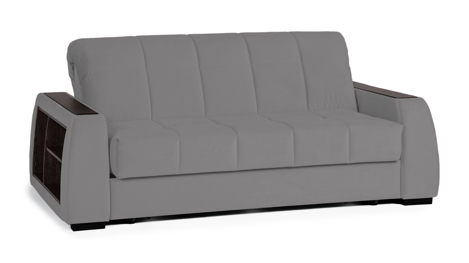 Диван - кровать Domo Pro с полками цвета венге, стежка квадрат, ткань Sky Velvet 08 160x216 — в мебель-центре Озерцо