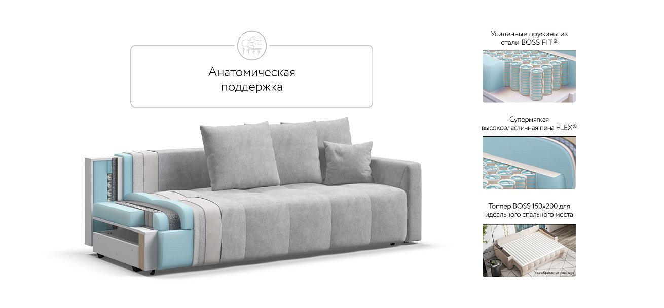 Босс Тренд диван Шенилл Клауд серый — купить в Озерце