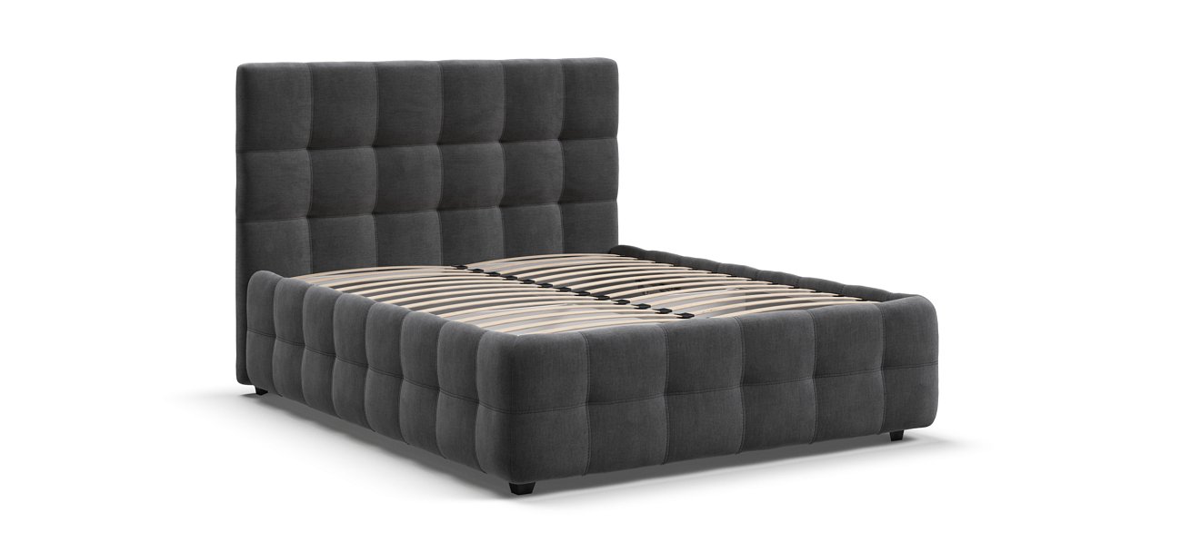 Босс Кровать+ПМ 140*200 Велюр Монолит серый - купить в Озерце