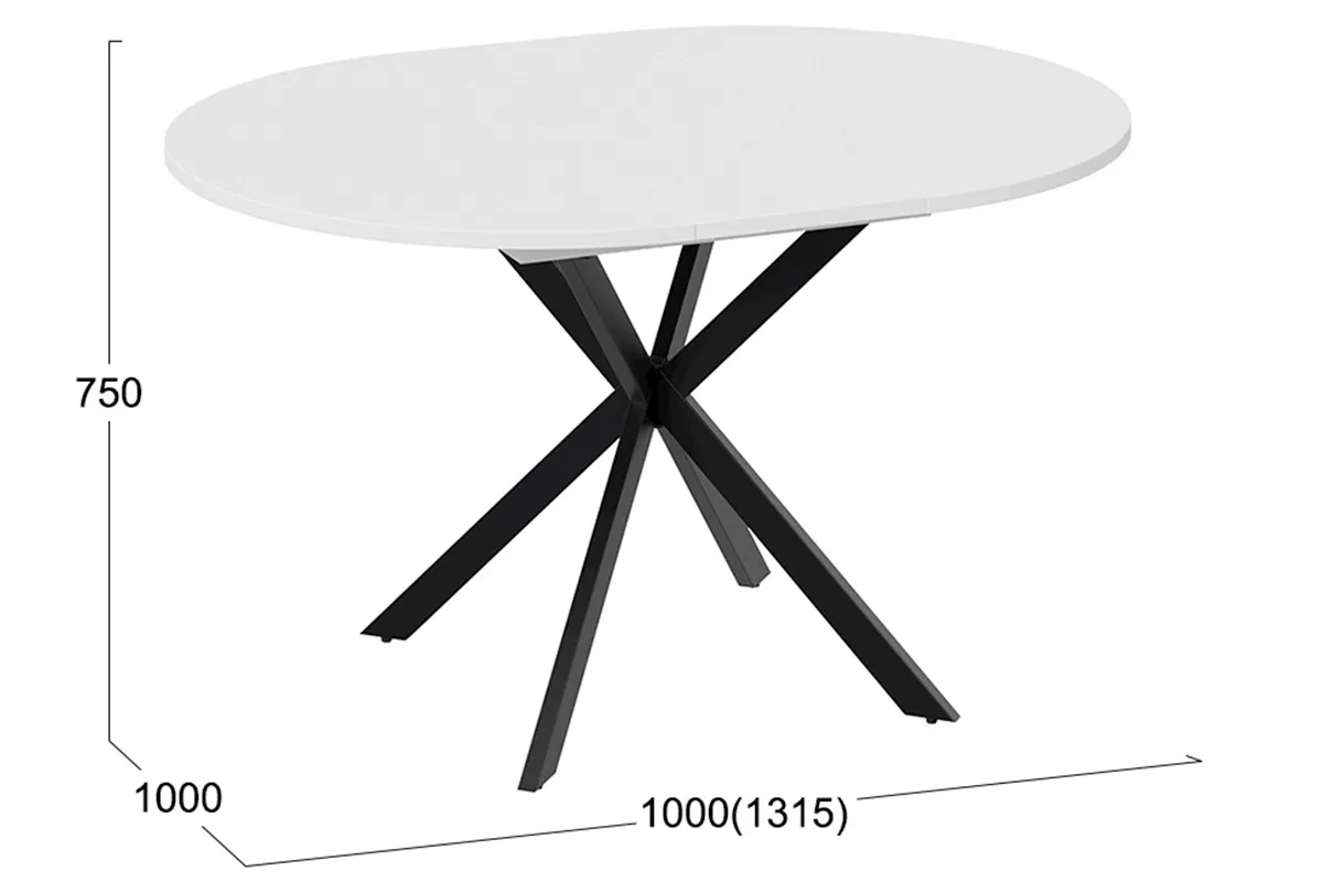Стол обеденный Мэдисон раздвижной Тип 1 (Черный муар/Белый) - купить в Озерце
