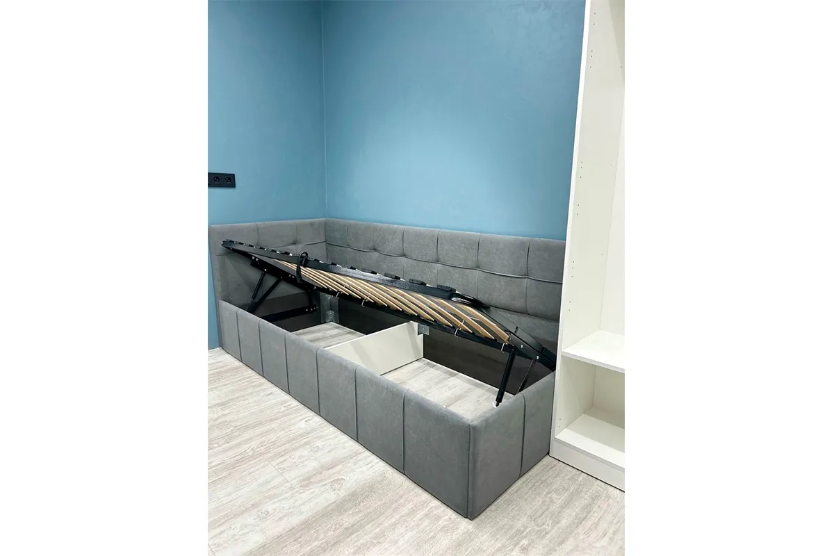 Кровать Грей с мягкой обивкой с ПМ 80х200 Тип 1 (Велюр Galaxy/Серый) - купить в Озерце