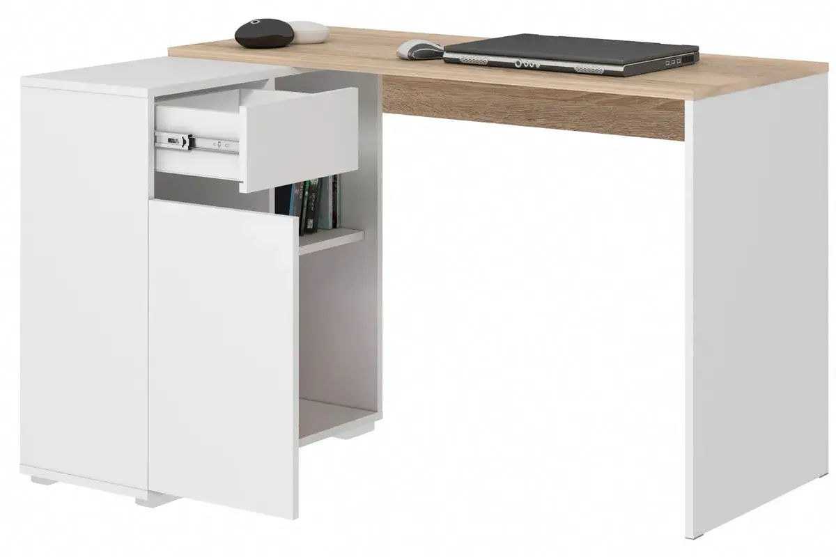 Стол письменный Лаки тип 4 (Дуб Сонома/Белый) — Мебель-центр Озерцо