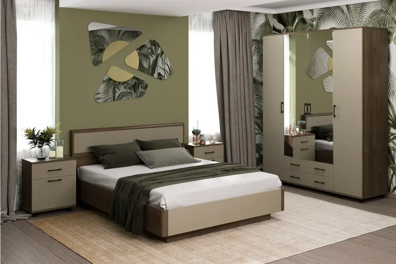 Спальня Грейс комплект 6 (Гикори Джексон Темный/Латте Матовый) - купить в Озерце