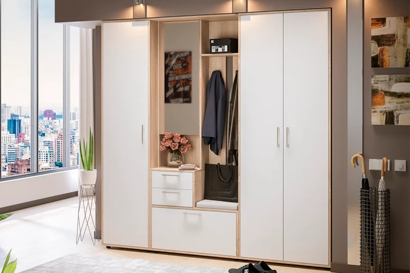 Прихожая Витра №2 без мягкого элемента (Дуб Сонома/Белый Ясень) — Мебель-центр Озерцо