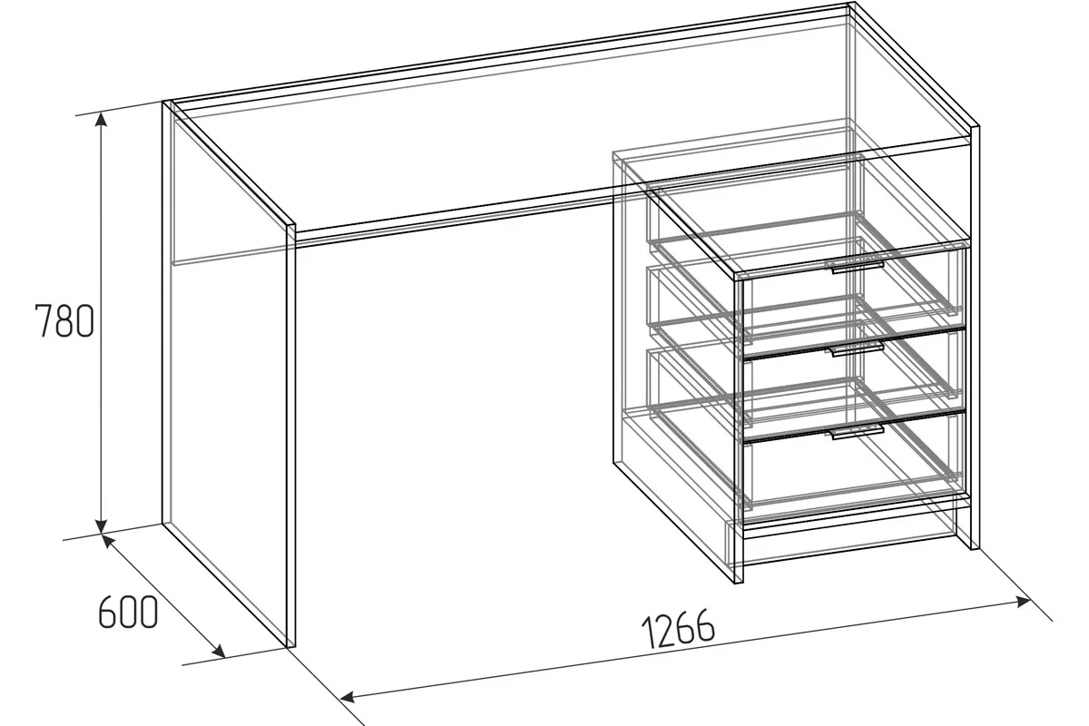 Стол письменный с ящиками Флекс 116 (Дуб Шавиниган) — Мебель-центр Озерцо