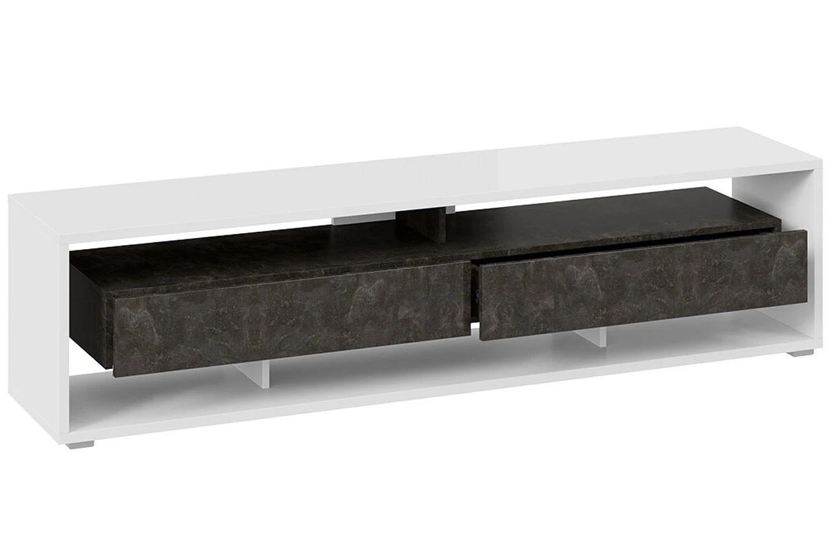 Тумба TV-2 Монтана (Белый/Ателье темный глянец) — Мебель-центр Озерцо