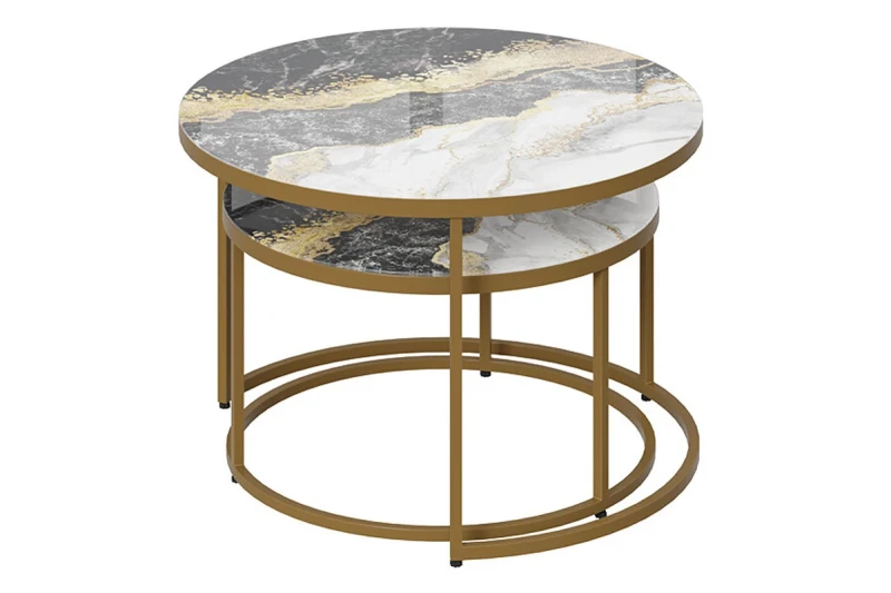 Стол журнальный Вега (Золото/Стекло Золотой мрамор) — Мебель-центр Озерцо