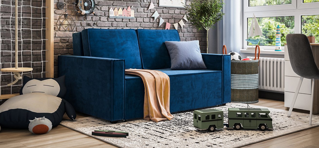 Диван NORD Compact велюр Monolit синий — купить в Озерце