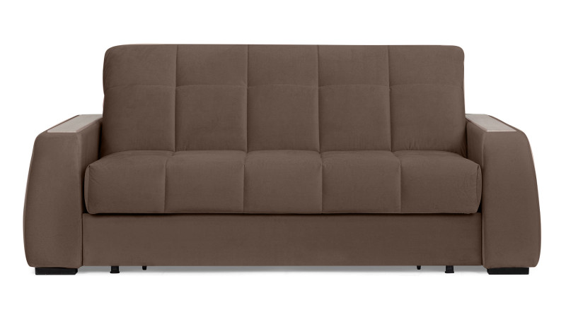 Диван - кровать Domo Pro с накладкой цвета ясень, стежка квадрат, ткань Casanova Chocolate 140x216 — в мебель-центре Озерцо