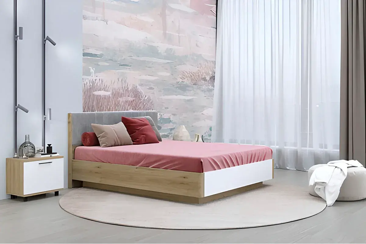 Кровать КР-4013-ГС-БГ (Гикори Джексон Светлый/Белый Бриллиант Глянцевый) - купить в Озерце