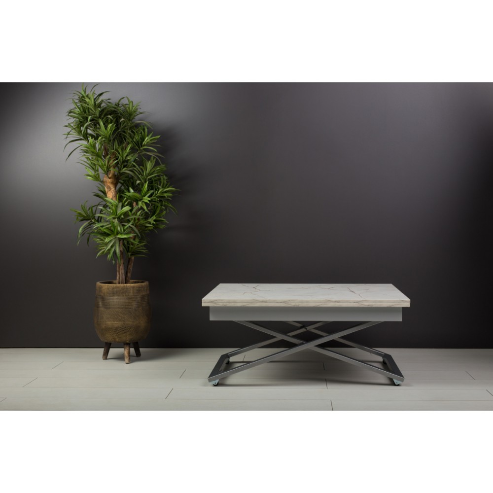 Стол-трансформер APOLLO мрамор белый/серебро - купить в Озерце