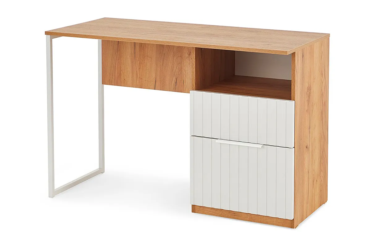 Стол письменный Хилтон Тип 1 (Дуб Крафт Золотой/Белый матовый) — Мебель-центр Озерцо