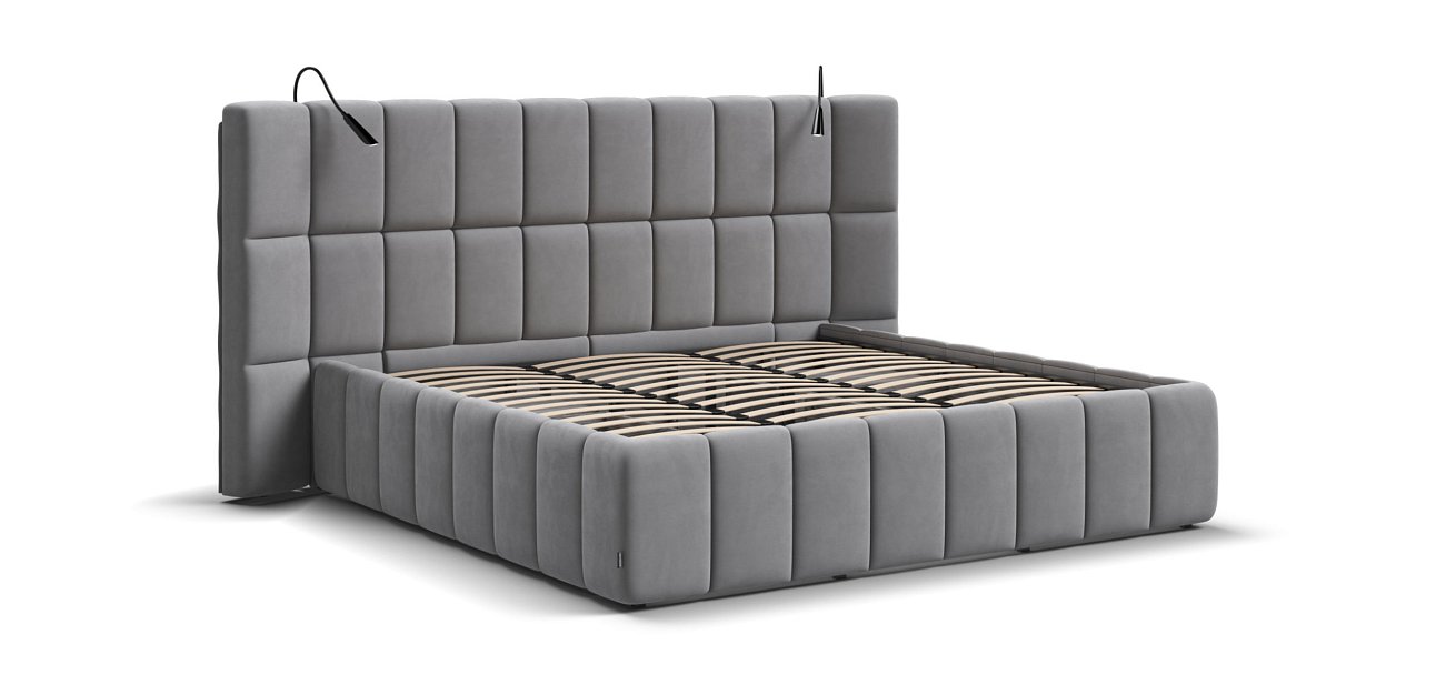 Босс ХО Кровать 180*200 Велюр Монолит сталь - купить в Озерце