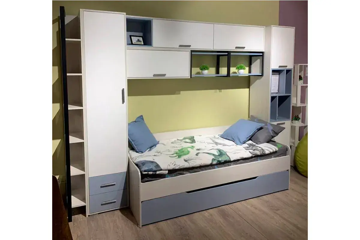 Полка на мет. каркасе Стич 600х360 (Серо-голубой) — Мебель-центр Озерцо