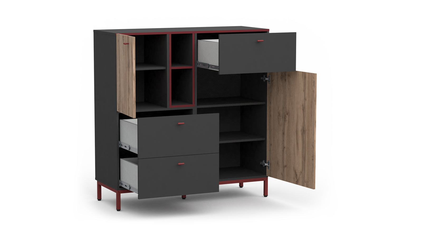 Комод Avocado, цвет Базальт + Дуб Натюрель 45x120 — купить в Озерце