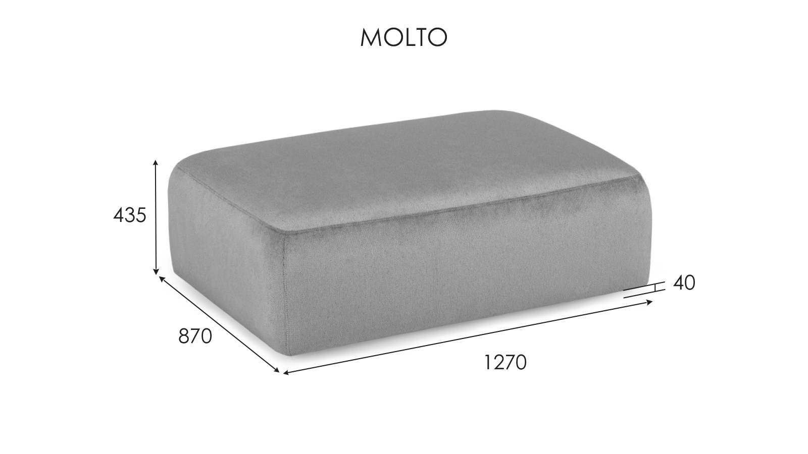 Модуль -пуф Molto, 125+85, ткань Galaktika grey 85x125 - купить в Озерце