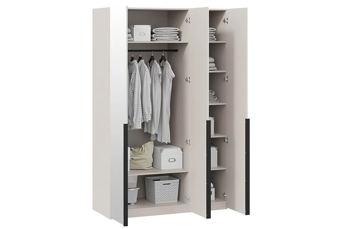 Шкаф для одежды Порто СМ-393.07.111 (580) с 3 зеркальными дверями (Кашемир матовый / Кашемир матовый) в мебель-центре Озерцо