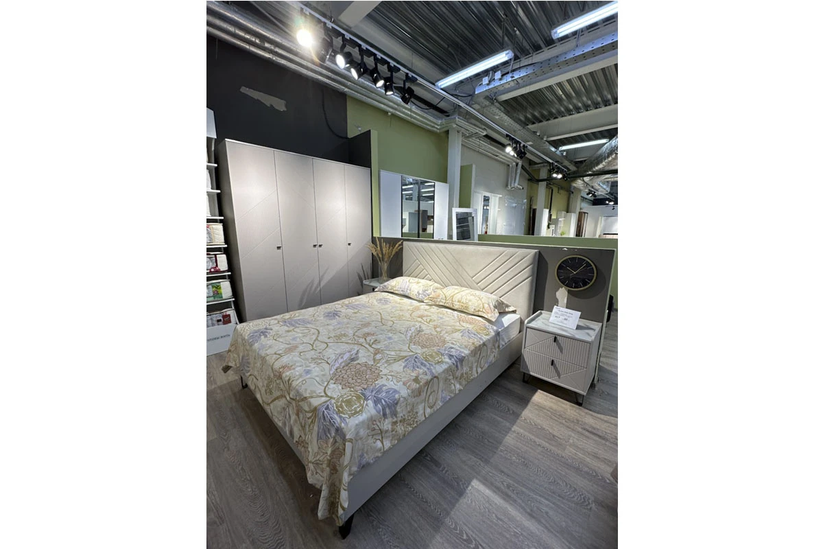 Кровать Кашемир с мягкой спинкой и основанием 160х200 (Кашемир/Сантьяго) - купить в Озерце