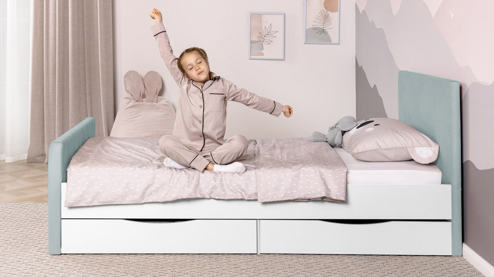 Кровать подростковая Olly, цвет: Белый базовый, Тк. Casanova Sky 80x160 — Мебель-центр Озерцо