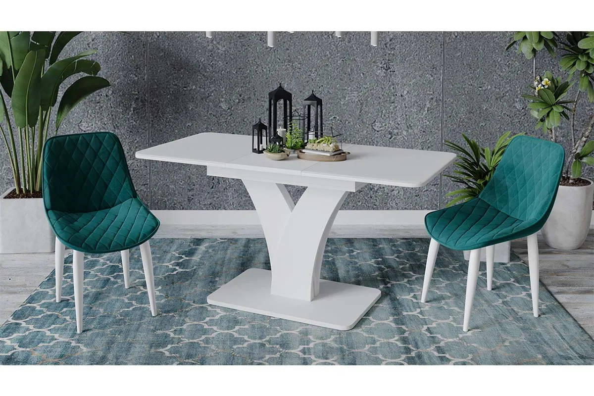 Стол обеденный раздвижной Люксембург Тип 2 (Белый/Стекло белое матовое) - купить в Озерце