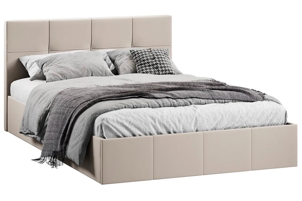 Кровать Лора с ПМ и заглушиной 140х200 (Велюр/Confetti Cream) - купить в Озерце