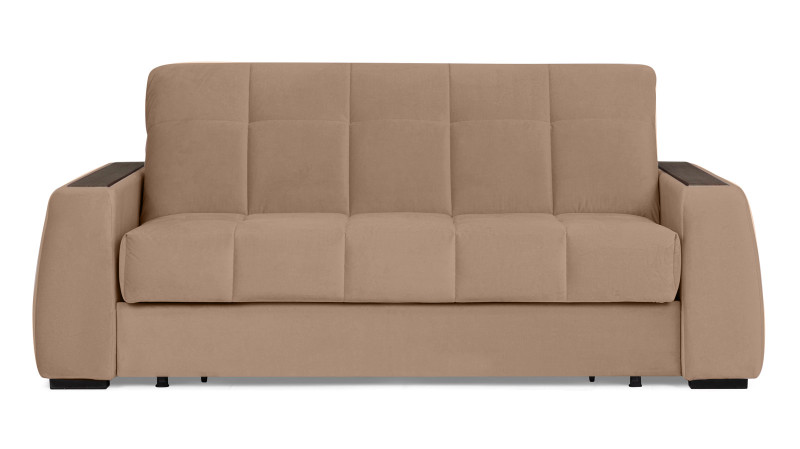 Диван - кровать Domo Pro с накладкой цвета венге, стежка квадрат, ткань Casanova Stone 160x216 — в мебель-центре Озерцо