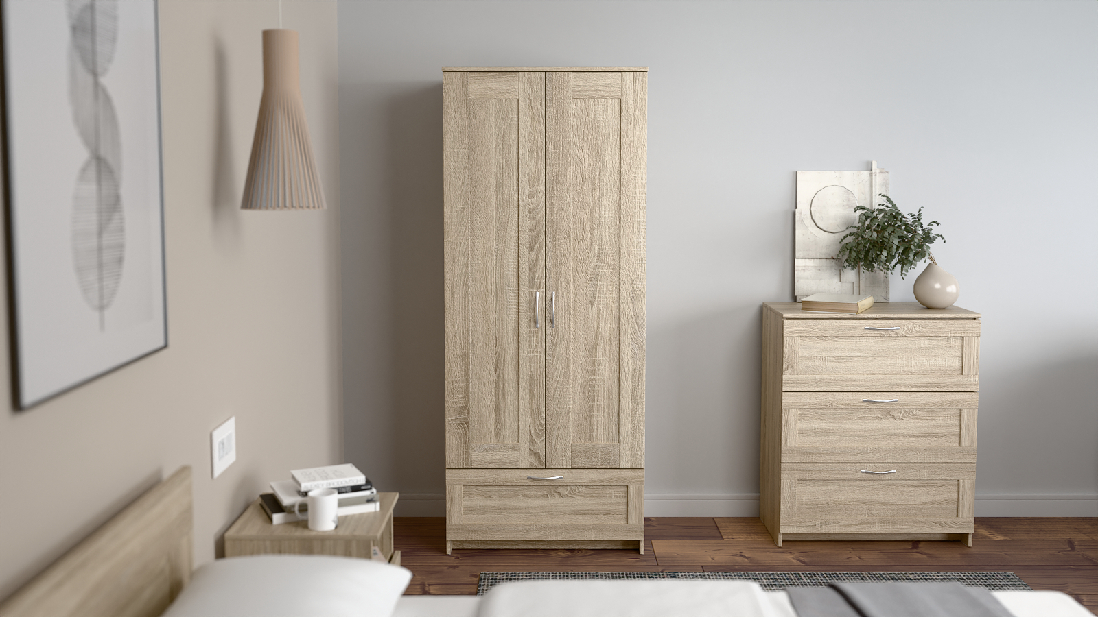 Шкаф двухдверный с ящиком Istra, цвет Сонома 50x78 — купить в Озерце