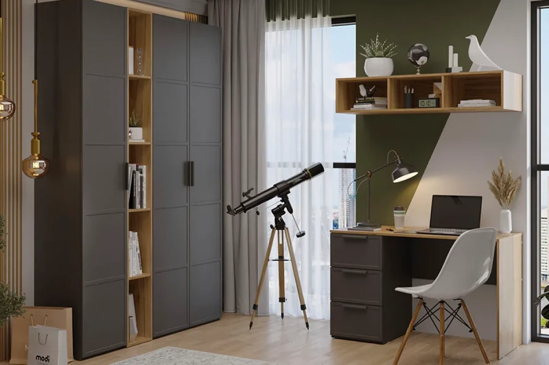 Набор детской мебели Стелла №2 ГН-402.002 (Серый вулкан/Фон Серый/Яблоня Беллуно) — Мебель-центр Озерцо