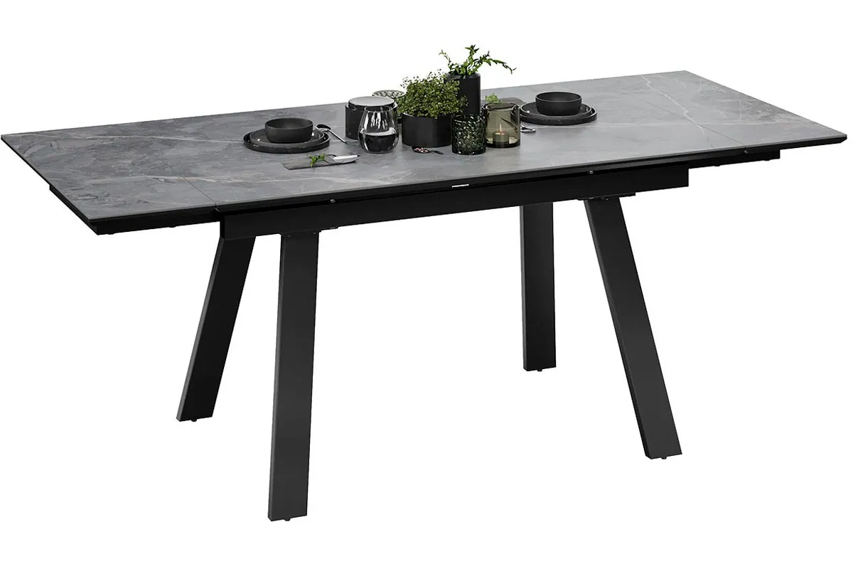 Стол обеденный Дэкстон Тип 1 (Черный муар/Керамика матовая/Серый мрамор) - купить в Озерце