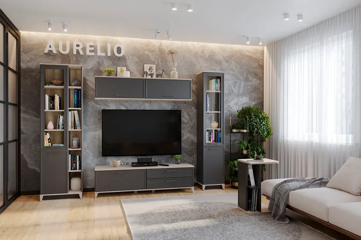 Шкаф Aurelio 1 МЦН (Антрацит/Блеквуд Сатиновый) в мебель-центре Озерцо